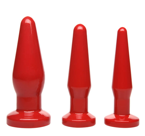 Red Anal Plugs 3 Piece Kit