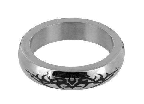 Stainless Steel Cock Ring with Tribal Design- Small