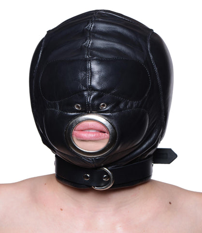 Leather Padded Hood with Mouth Hole - MediumLarge