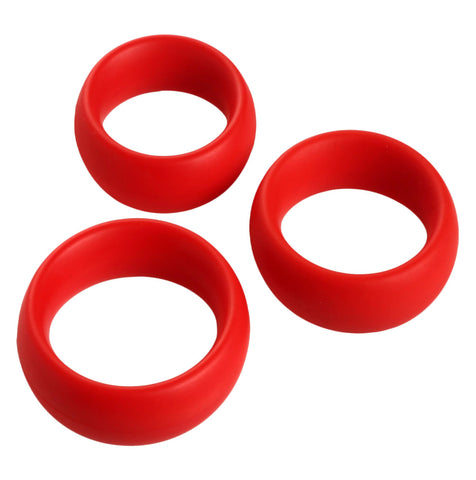 3 Piece Silicone Cock Ring Set - Red