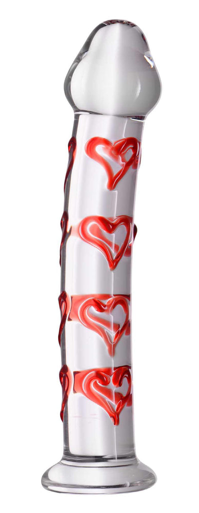 Hearts of Desire Textured Glass Dildo