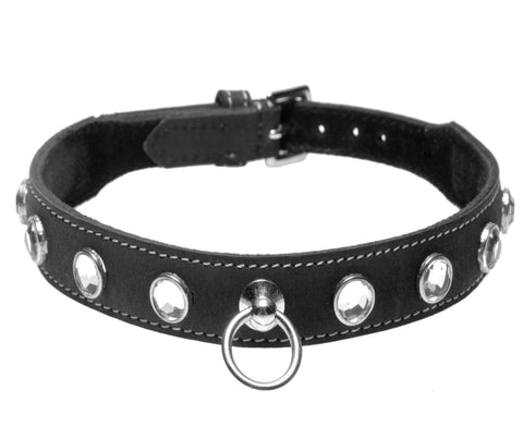 Leather Rhinestone Collar- Diamond