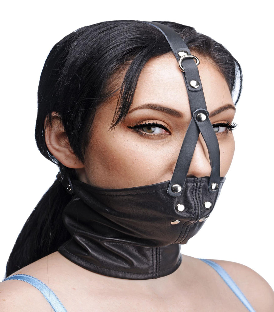 Leather Neck Corset Harness with Stuffer Gag